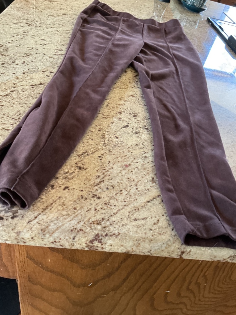 Brown suede like pants with elastic waist